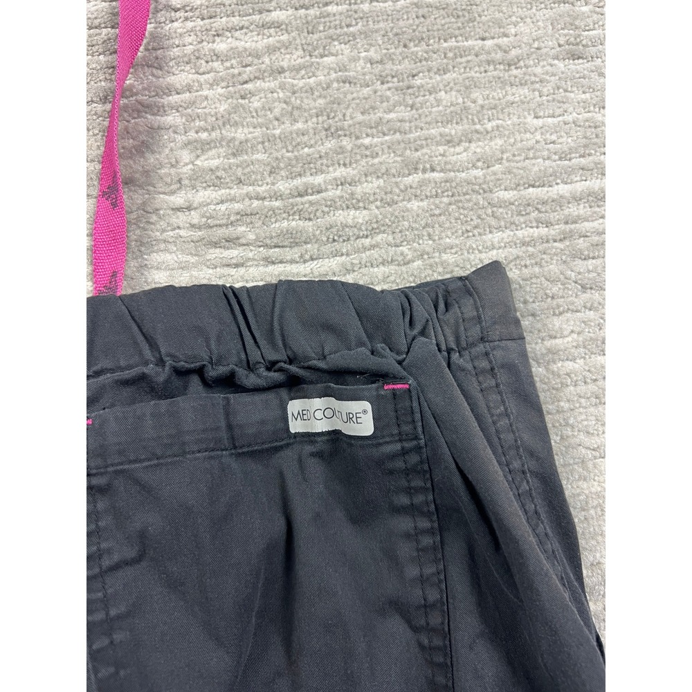 Koi Scrub Pants Womens Medium Black Pink 8761 BKRS Cargo Drawstring Straight Leg - Picture 9 of 10